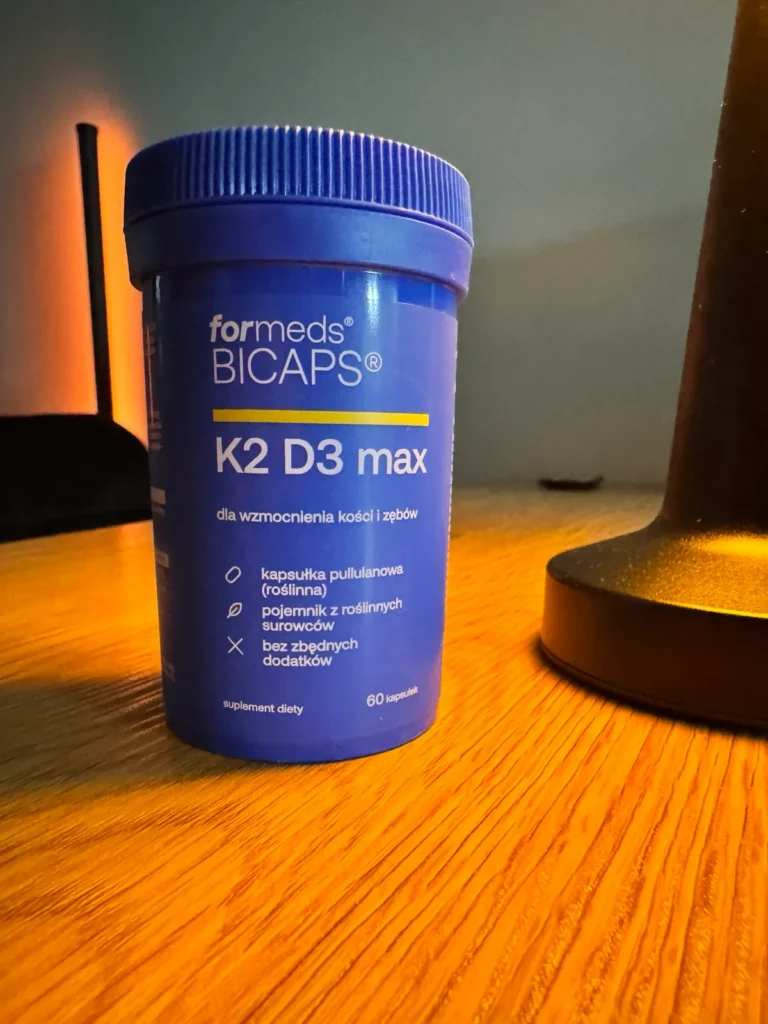 Opakowanie ForMeds Bicaps K2 D3 max, 60 kapsułek, witamina D3 4000 IU z witaminą K2 MK-7