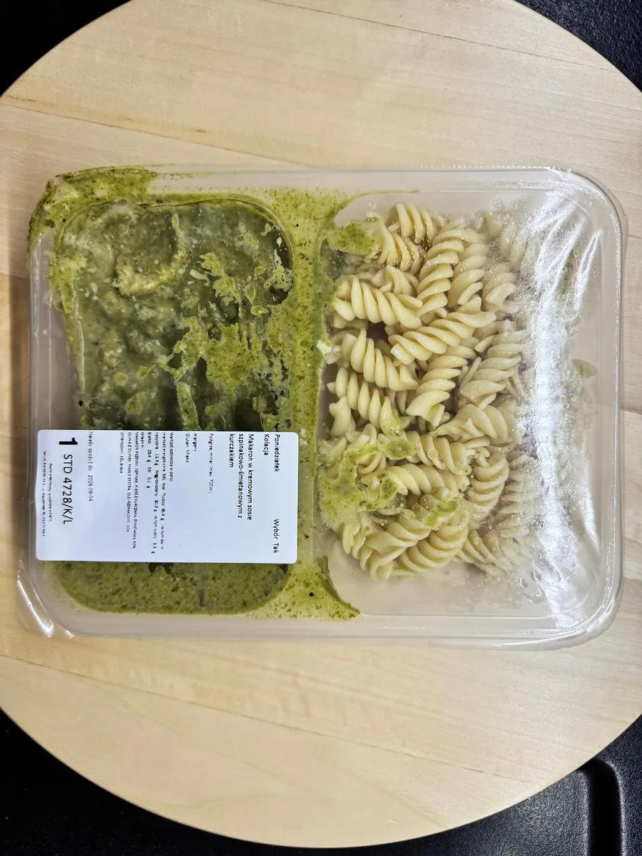 Pojemnik MójCatering z drobnym przeciekiem w rogu, incydent z 3 sierpnia